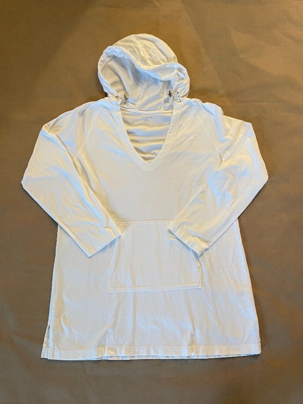 Land's End Hoodie Women's Sz L White Beach Cover-Up Resortwear Travel Lounge